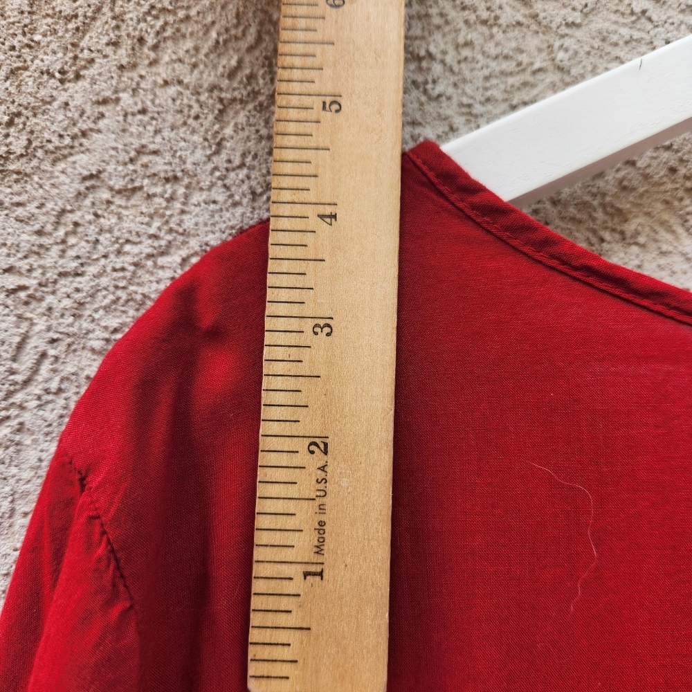 OLD NAVY Women’s Dress XXL 2XL Red Embroidered Elastic Waist Front Tie Midi - Picture 9 of 10